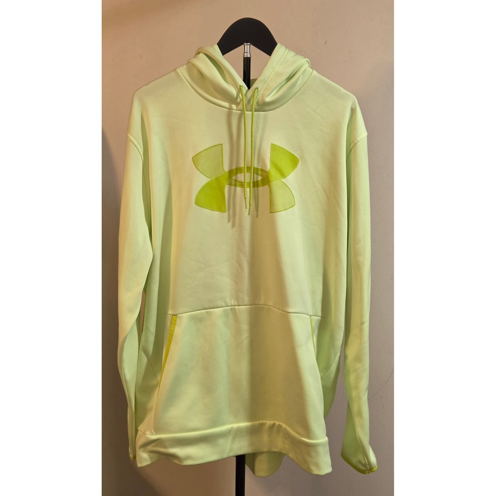 Under Armour ColdGear Loose Fit Hoodie Mens Size XXL Yellow Green